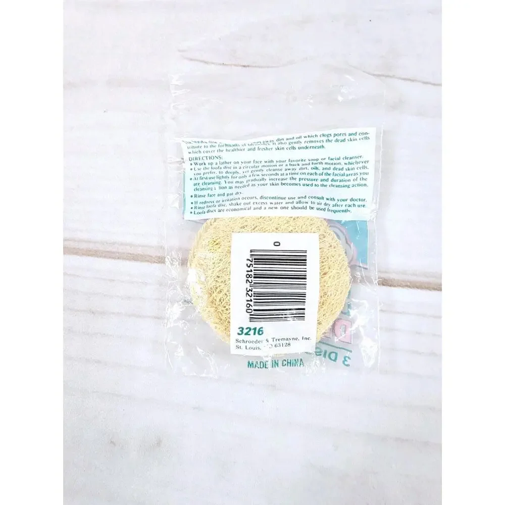 Vintage Spa 3 Pk of 3: Natural Exfoliating Loofah Sponge Pads 2.5
